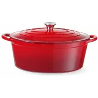 Hendi Geëmailleerde gietijzeren pan, Pan + steelpan, Rood