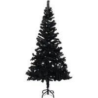 vidaXL Kunstkerstboom met verlichting en kerstballen 240 cm PVC zwart