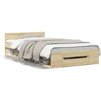 vidaXL Bedframe met lade bewerkt hout sonoma eikenkleurig 100x200 cm