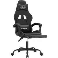 vidaXL Gamestoel met voetensteun kunstleer zwart