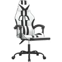 vidaXL Gamestoel met voetensteun kunstleer wit en zwart