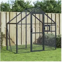 vidaXL Volière 179x100x185 m aluminium antracietkleurig