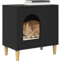 vidaXL Kattenhuis Zwart 51 x 30 x 52 cm Bewerkt hout
