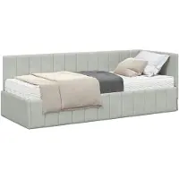 vidaXL Hoekbedframe met Matras 2 st Lichtgrijs 80 x 200 cm Fluweel