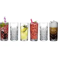 LAV Longdrink/water/drinkglazen Odin - gedecoreerd glas - 12x stuks - 350 ml
