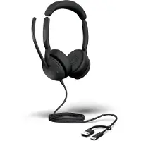 Jabra Evolve2 50 On Ear headset Kabel Stereo Zwart Ruisonderdrukking (microfoon), Noise Cancelling Headset, Microfoon uitschakelbaar (mute), Volumeregeling