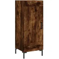 vidaXL Hoge kast 34,5x34x180 cm bewerkt hout gerookt eikenkleurig