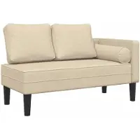 vidaXL Chaise longue met kussens stof crèmekleurig