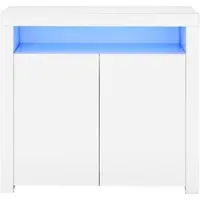 MODFU - Sideboard - LED-Verlichting En 2 Deuren - Modern - Woonkamer - Hout - Wit - 108 x 40 x 92 cm