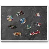 Tulup Magneetbord met Witte Frame - Grijs Magnetisch Bord met Kleurvariaties - 80 cm x 60 cm - Donkere stenen structuur - Memobord voor Keuken - Magnetisch Wandbord - Magnetisch Bord Kindvriendelijk