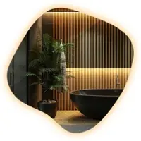 Wallfluent LED Spiegel - Wandspiegel - 58 cm x 58,7 cm - Warm Wit 3000K - Decoratie Spiegel - Spiegel Organische Vorm - Toiletspiegel - LED Badkamerspiegel - Spiegel Met Licht