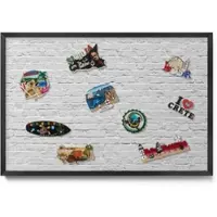 Tulup Magneetbord met Zwarte Frame - Grijs Magneetbord met Ontwerpen - 60 cm x 40 cm - Bakstenen muur lichte muur - Magnetisch Bord Muurbevestiging - Memobord voor Keuken - Magnetisch Wandbord