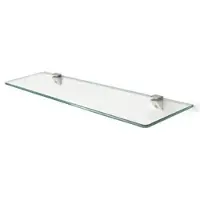 Tulup Glazen Wandrek - 40x13 cm - Smalle Geharde Glasplank Met Verchroomde Houders - Moderne Badkamerplank En Keukenplank - Decoratief Glasrek Voor Kleine Ruimtes - Stijlvol En Functioneel - Transparant