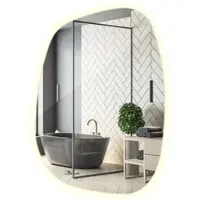 Wallfluent LED Spiegel - Spiegel Wand - 78,5 cm x 57 cm - Neutraal Wit 4000K - Toiletspiegel - Organische Spiegel Met LED Verlichting - Scandinavische Decoratie - LED Badkamerspiegel - LED Verlichting