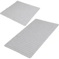 Urban Living Douche/badkamer anti-slip matten set - 2x stuks - rubber - steengrijs - Badmatjes
