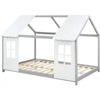 En.casa Kinderbed Tostedt huisbed grenen grijs en wit 140x200 cm []