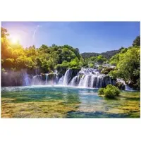 WALLARENA - Fotobehang - 300x210 cm - waterval natuur uitzicht voor slaapkamer woonkamer muurdecoratie