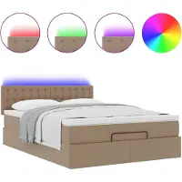 vidaXL Bed poef met matrassen en LED's 140x200cm kunstleer