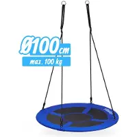 Relaxdays Nestschommel rond 100 Cm - voor in de tuin - blauw - gesloten zitting