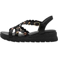 Tamaris Sandaal 'Bequeme Ledersandalen mit Keilabsatz' zwart