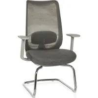 Hjh OFFICE Sledestoel / bezoekersstoel MILESTON V mesh / stof grijs