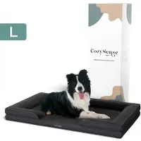 CozySense Orthopedische Hondenmand - 90 x 54 cm - Maat L - Waterdicht Hondenbed met Wasbare Hoes - Geschikt Als Benchkussen - Zwart
