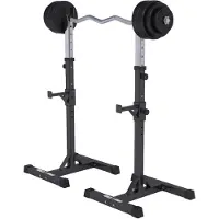 Gorilla Sports Squat en Bankdruksteunen met Halterset 35 kg kunststof