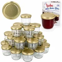 MamboCat Set van 100 bekers 230 ml jampot inmaakpot Inmaakpot Naar 82 gouden deksel incl. diamanten suiker gelei receptenboekje