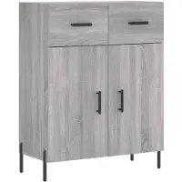 vidaXL Hoge kast 69,5x34x180 cm bewerkt hout grijs sonoma eikenkleurig