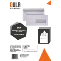 DULA - EA5/6 Enveloppen - 110 x 220 mm - Venster rechts - 100 Stuks - Zelfklevend met plakstrip - 80 gram