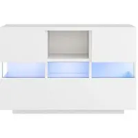 MODFU Woonkamerkast - Dubbelgelaagd En Zwevend Ontwerp - Minimalistisch - Voor Woonkamer - Bewerkt Hout - Wit - 140 X 35 X 75 Cm