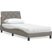 vidaXL Bed met matras stof taupe 90x200 cm