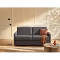 Vente-unique Driezitsslaapbank express van stof - Lattenbodem 140 cm - Matras 18 cm - Grijs - CALIFE