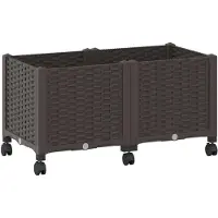 vidaXL Tuin planter met wielen Bruin 80 x 40 x 44 cm PP