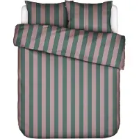 Essenza Dekbedovertrek Minte Stripe Woodrose - Dark Teal Satijn-240 x 200 / 220 cm | Lits-Jumeaux
