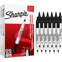 Sharpie Twin Tip Permanentmarker Fijn Ronde punt 0,5 - 0,9 mm Zwart 12 Stuks
