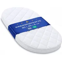Totsy Baby co-sleeper matras 40x80 cm voor wieg babybed reiswieg Mosesmand draagmand ledikant kinderwagen baby ovaal pasgeboren zuigeling comfortabel – ademend & wasbaar 80 x 40 Oeko-Tex