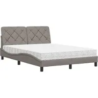vidaXL Bed met matras stof taupe 140x190 cm