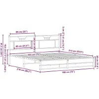 vidaXL Bedframe zonder matras metaal gerookt eikenkleurig 183x213 cm
