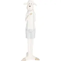 Clayre & Eef Decoratie Beeld Schaap 6x4x17 cm Wit Kunststof