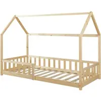 En.casa Kinderbed Hesel huisbed met uitvalbeveiliging 90x200 cm houtkleurig []