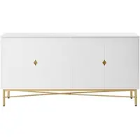 MODFU - Dressoir Met Vier Deuren En Softclose - Geribbelde Structuur - Voor Woonkamer - MDF En Spaanplaat - Wit - 160 X 40 X 82 Cm