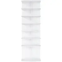 OKWISH Schoenenrek Draaibaar Vrijstaand 360 Graden 7 Niveaus Voor Hal Slaapkamer PVC Wit 60×60×184 Cm Hoog Bodem