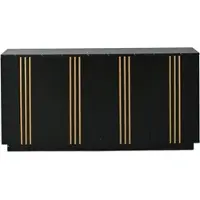 STILVORA Dressoir - Vierturs Opbergkast Met Verstelbare Indeling - Voor Woonkamer En Hal - Spaanplaat - 140x35x70 Cm - Zwart;Goud