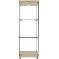 OKWISH Vitrinekast - Glazen Vitrine Met Ledverlichting - Voor Collecties In Woonkamer En Slaapkamer - Mdf Naturel - 42,5 X 36,5 X 120 Cm