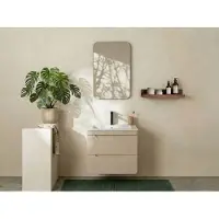 Vente-unique Zwevend badkamermeubel met inbouwwaskom - Beige - 60 cm - ARUBA