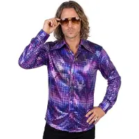 Coppens Heren disco blouse paars | Maat S |