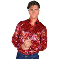 Coppens Heren disco blouse rood | Maat L