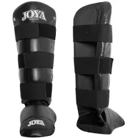 Joya “PU DE LUXE” Scheenbeschermer – Kickboksen/MMA/Muay Thai – PU Kunstleer – Zwart – L – incl. Bandage