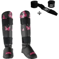Joya Butterfly Scheenbeschermers Kinderen – Maat XXS – Kickboksen – Optimale Bescherming & Comfort – Metal Design – Incl. Bandage